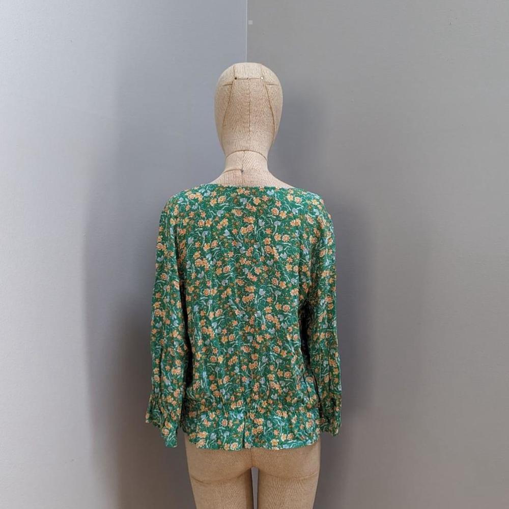 Rachel Zoe Green Floral Peasant Blouse - NEW - Picture 2 of 8